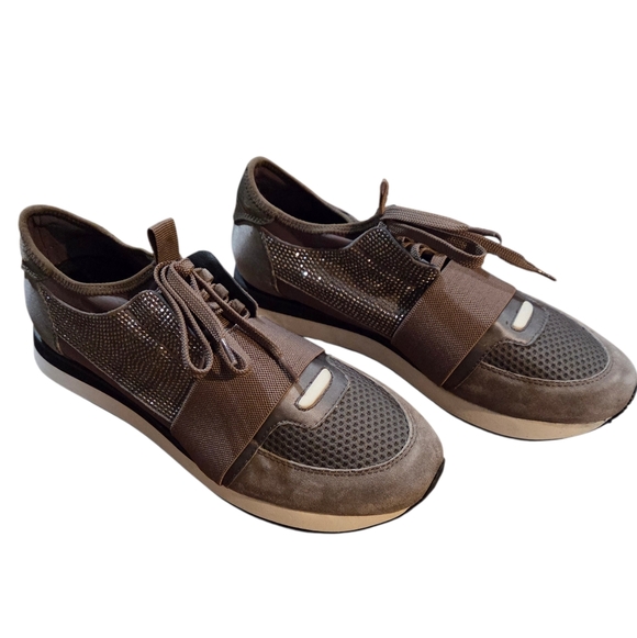 Lola Cruz - Women's Sneakers in Taupe with Mesh and Glitter Details. NWOT - Picture 4 of 10